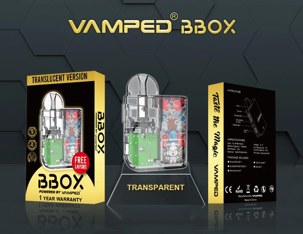 China Vape Factory Wholesale Vamped Aladdin PRO Bbox Pod Rechargeable Open System Vape Pod Ecig Starter Kit